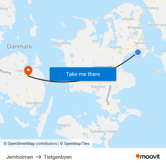 Jernholmen to Tietgenbyen map