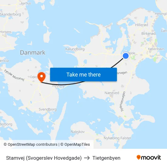 Stamvej (Svogerslev Hovedgade) to Tietgenbyen map