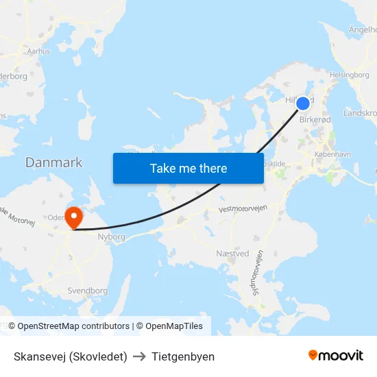 Skansevej (Skovledet) to Tietgenbyen map
