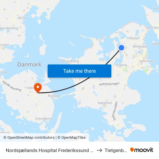 Nordsjællands Hospital Frederikssund Kapellet to Tietgenbyen map