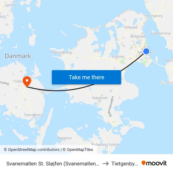 Svanemøllen St. Sløjfen (Svanemøllen St.) to Tietgenbyen map