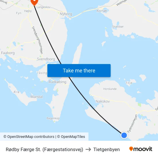 Rødby Færge St. (Færgestationsvej) to Tietgenbyen map