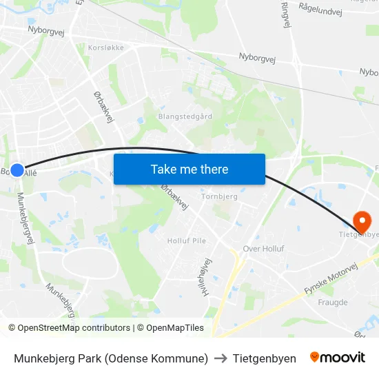 Munkebjerg Park (Odense Kommune) to Tietgenbyen map