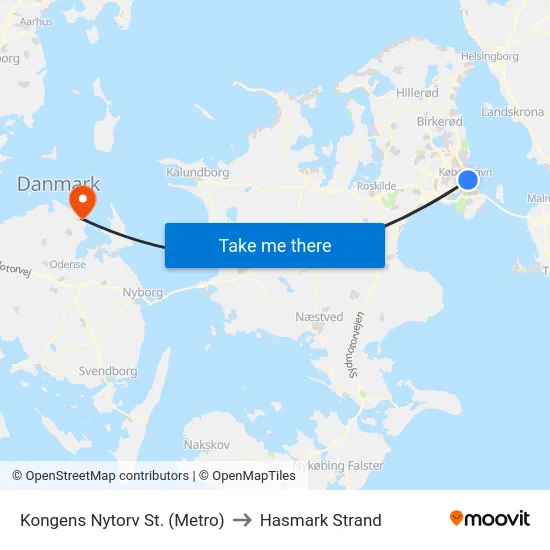 Kongens Nytorv St. (Metro) to Hasmark Strand map