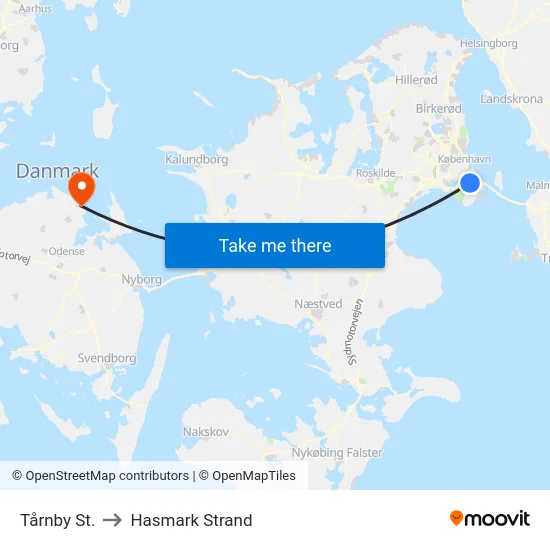 Tårnby St. to Hasmark Strand map