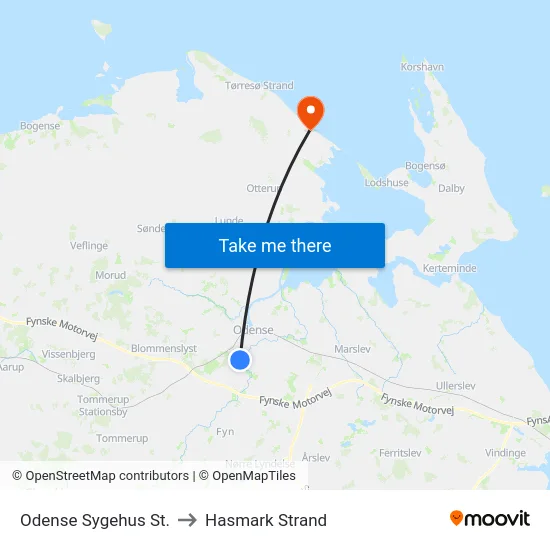 Odense Sygehus St. to Hasmark Strand map