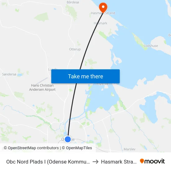 Obc Nord Plads I (Odense Kommune) to Hasmark Strand map