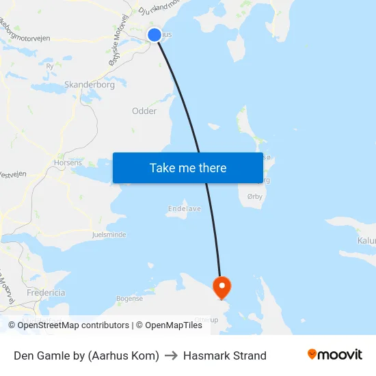 Den Gamle by (Aarhus Kom) to Hasmark Strand map