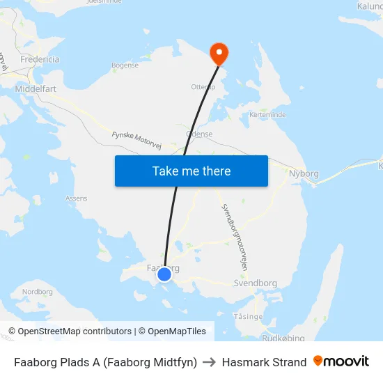Faaborg Plads A (Faaborg Midtfyn) to Hasmark Strand map