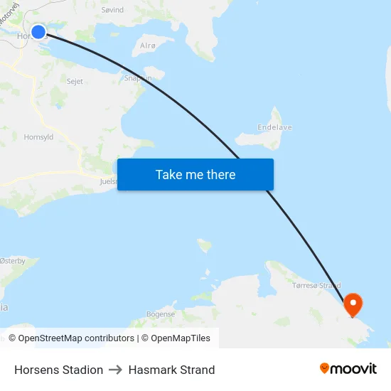 Horsens Stadion to Hasmark Strand map