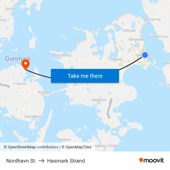 Nordhavn St. to Hasmark Strand map