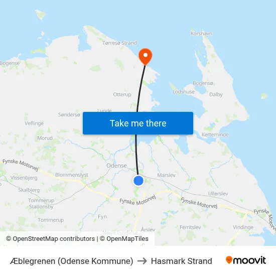 Æblegrenen (Odense Kommune) to Hasmark Strand map