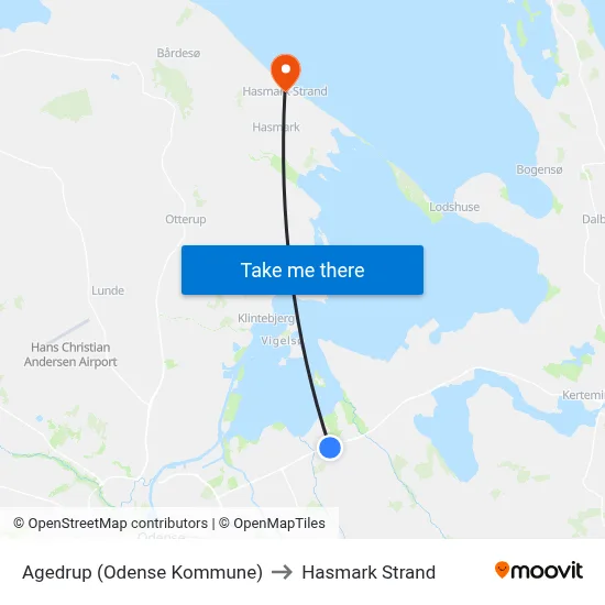 Agedrup (Odense Kommune) to Hasmark Strand map