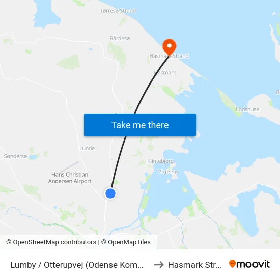 Lumby / Otterupvej (Odense Kommune) to Hasmark Strand map