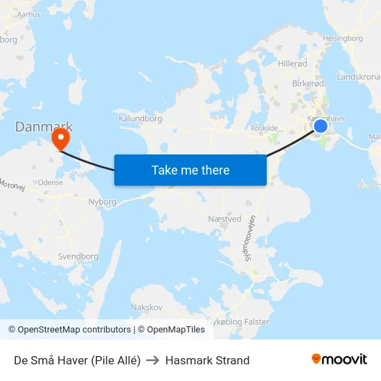 De Små Haver (Pile Allé) to Hasmark Strand map