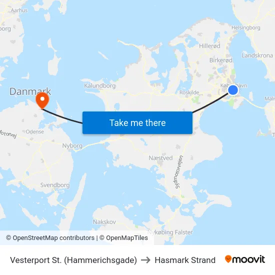 Vesterport St. (Hammerichsgade) to Hasmark Strand map