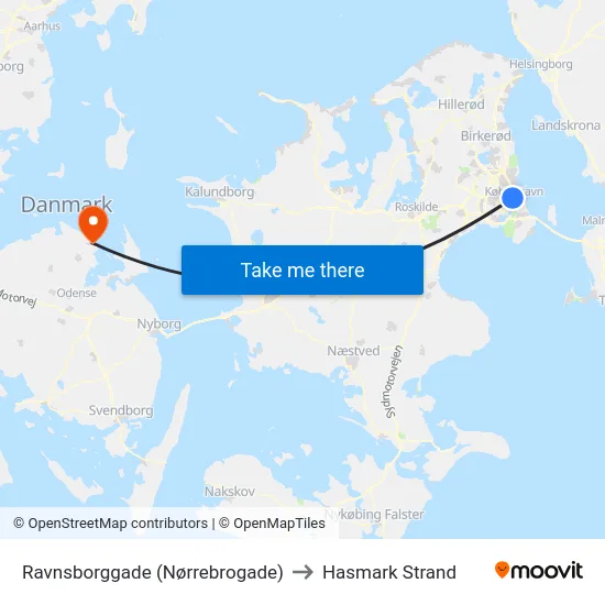 Ravnsborggade (Nørrebrogade) to Hasmark Strand map