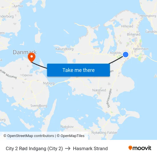 City 2 Rød Indgang (City 2) to Hasmark Strand map