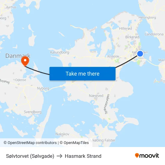 Sølvtorvet (Sølvgade) to Hasmark Strand map