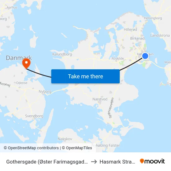 Gothersgade (Øster Farimagsgade) to Hasmark Strand map