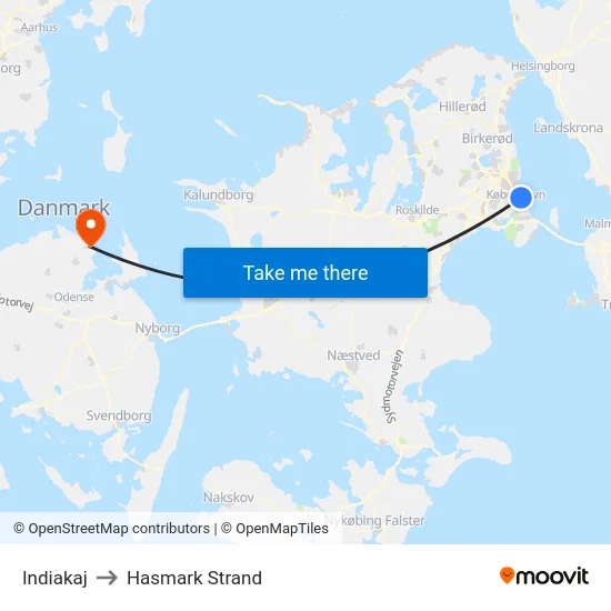 Indiakaj to Hasmark Strand map