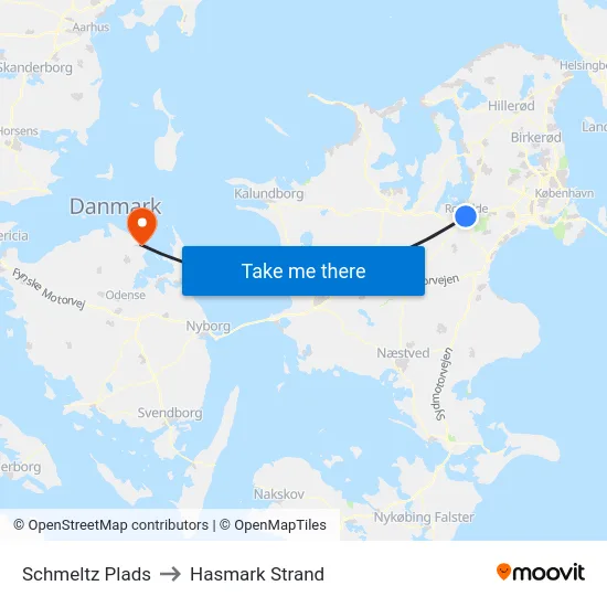 Schmeltz Plads to Hasmark Strand map