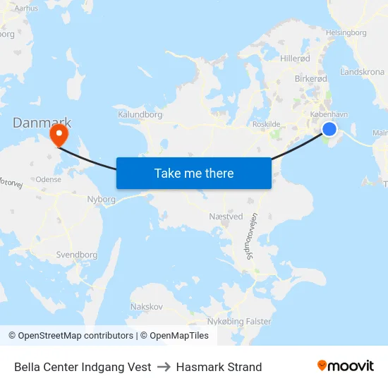 Bella Center Indgang Vest to Hasmark Strand map