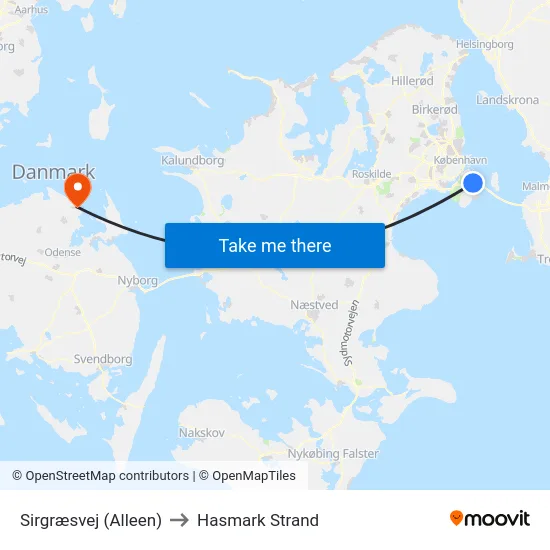 Sirgræsvej (Alleen) to Hasmark Strand map