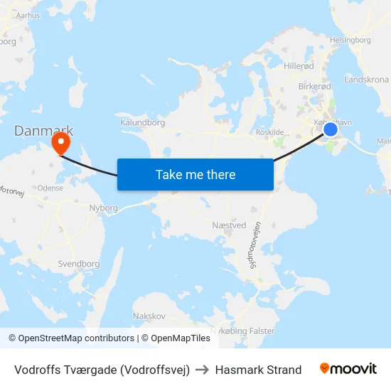 Vodroffs Tværgade (Vodroffsvej) to Hasmark Strand map