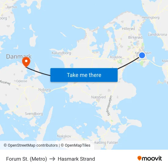Forum St. (Metro) to Hasmark Strand map