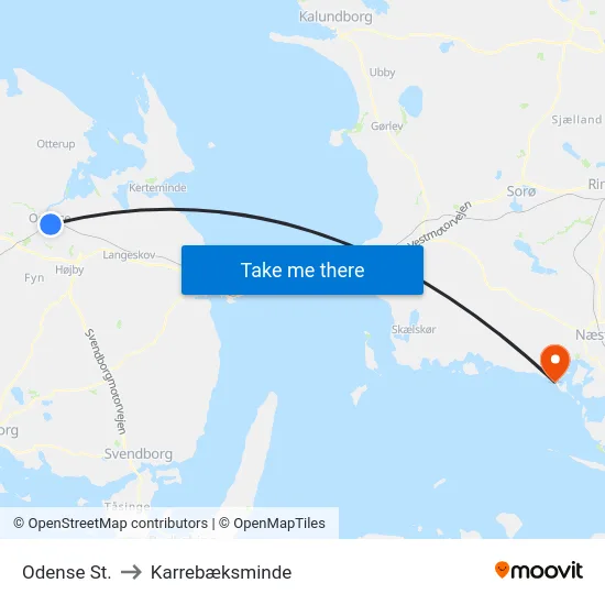 Odense St. to Karrebæksminde map