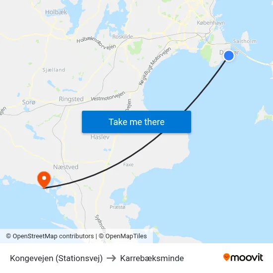 Kongevejen (Stationsvej) to Karrebæksminde map
