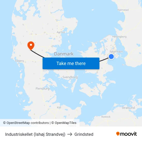 Industriskellet (Ishøj Strandvej) to Grindsted map