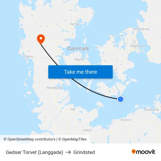 Gedser Torvet (Langgade) to Grindsted map