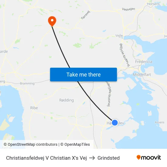 Christiansfeldvej V Christian X's Vej to Grindsted map