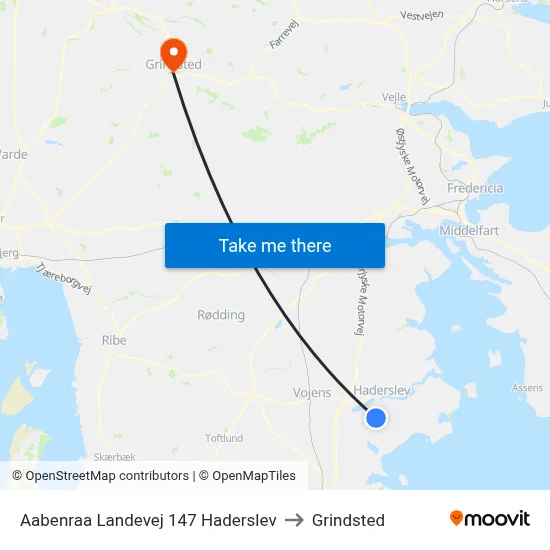 Aabenraa Landevej V Nr 147 Haderslev to Grindsted map