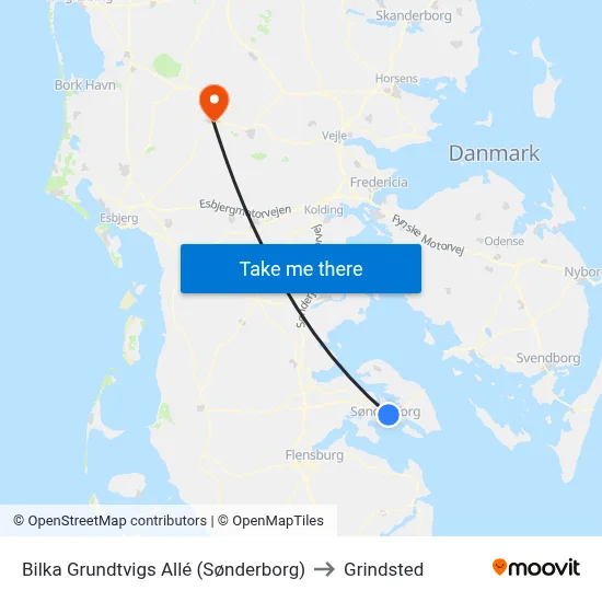 Bilka Grundtvigs Allé (Sønderborg) to Grindsted map
