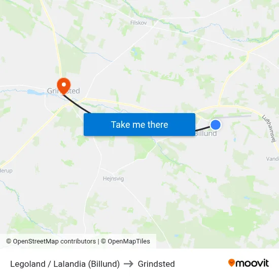 Legoland / Lalandia (Billund) to Grindsted map
