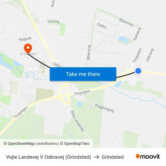 Vejle Landevej V Odinsvej (Grindsted) to Grindsted map