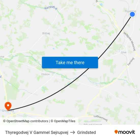 Thyregodvej V Gammel Sejrupvej to Grindsted map