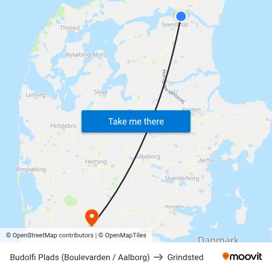 Budolfi Plads (Boulevarden / Aalborg) to Grindsted map