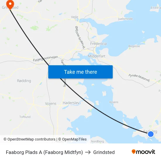 Faaborg Plads A (Faaborg Midtfyn) to Grindsted map