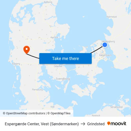 Espergærde Center, Vest (Søndermarken) to Grindsted map