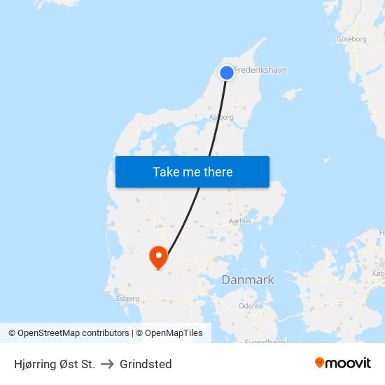 Hjørring Øst St. to Grindsted map