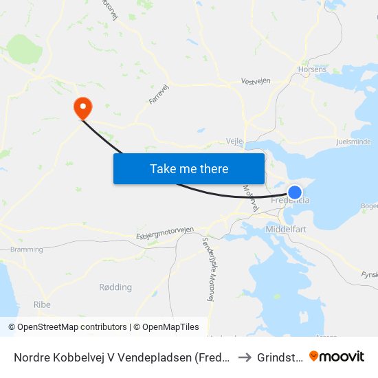 Nordre Kobbelvej V Vendepladsen (Fredericia) to Grindsted map