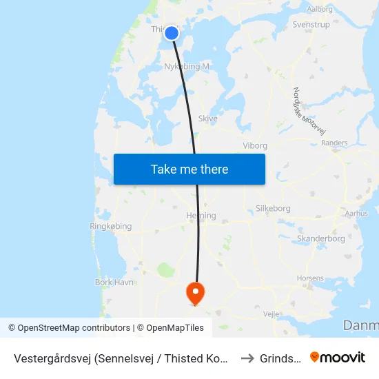 Vestergårdsvej (Sennelsvej / Thisted Kommune) to Grindsted map