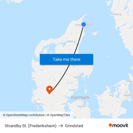 Strandby St. (Frederikshavn) to Grindsted map