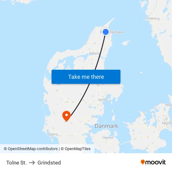 Tolne St. to Grindsted map