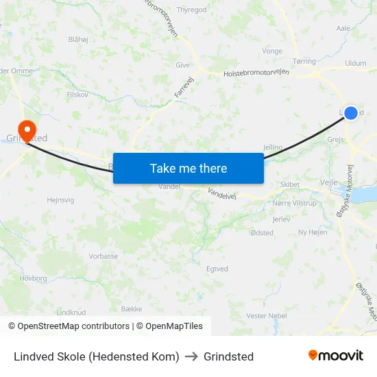 Lindved Skole (Hedensted Kom) to Grindsted map