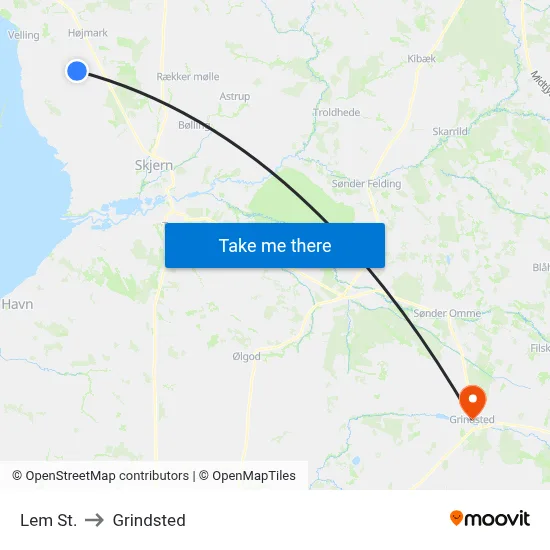 Lem St. to Grindsted map